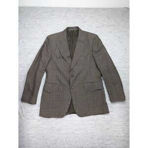 Vtg H BAR C RANCHWEAR Western Blazer &‎ Vest Sz 46 Plaid Brown Sport Coat Cowboy